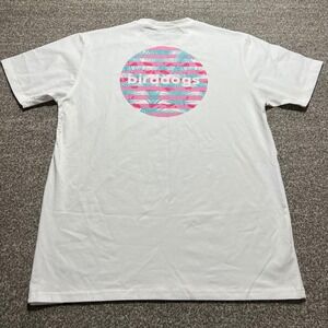 Birddogs Mens Large White Cotton Spandex Graphic T-Shirt Tropical Casual